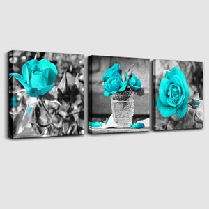 Black and White Blue Rose Flowers Art - Pretty Art Online