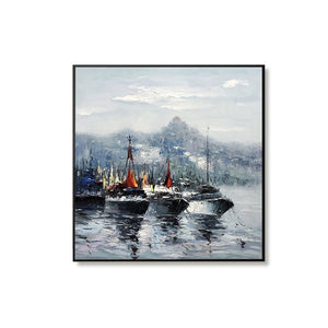 Hand Painted Oil Painting Abstract Boat - Pretty Art Online