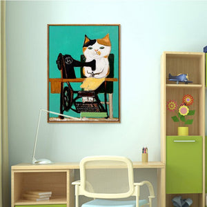 Modular Poster Cat Cartoon Playing Ukulele - Pretty Art Online