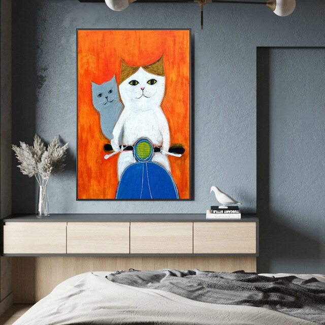 Modular Poster Cat Cartoon Playing Ukulele - Pretty Art Online