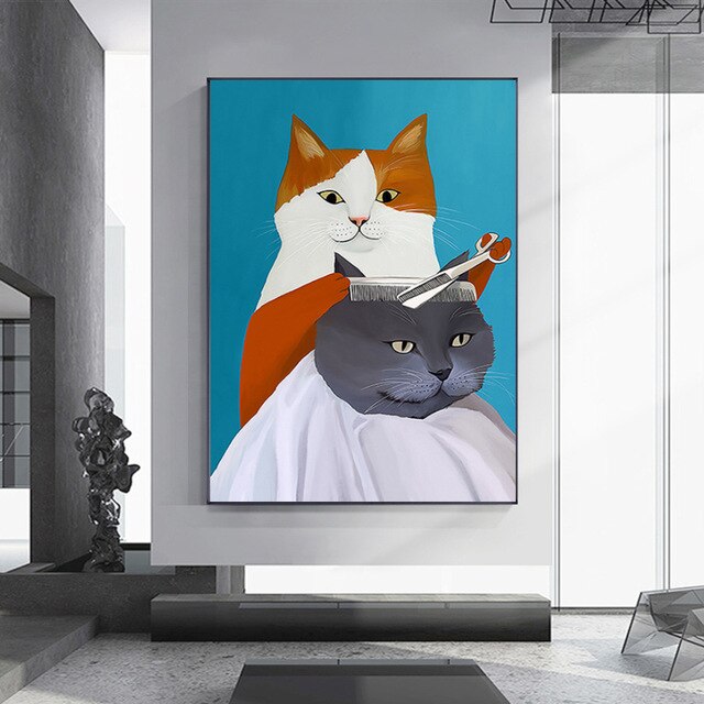 Modular Poster Cat Cartoon Playing Ukulele - Pretty Art Online