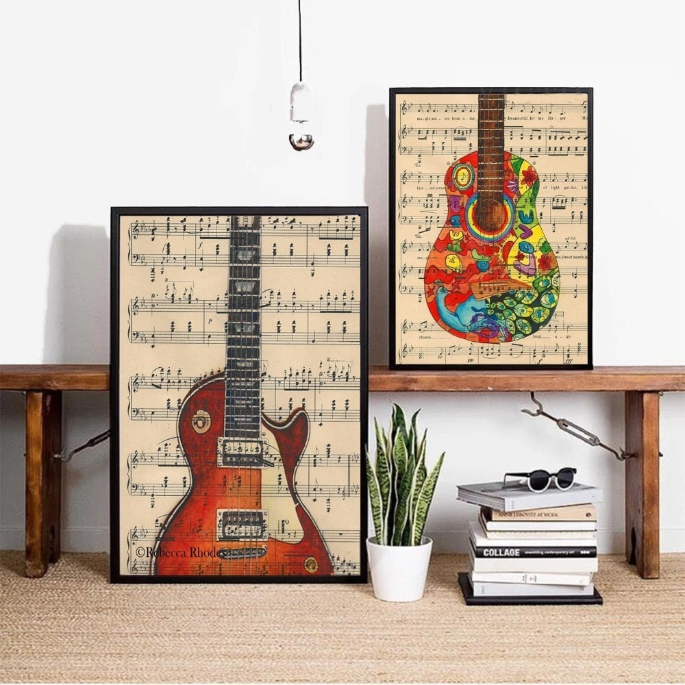 Guitar Sheet With Cords Music Artwork