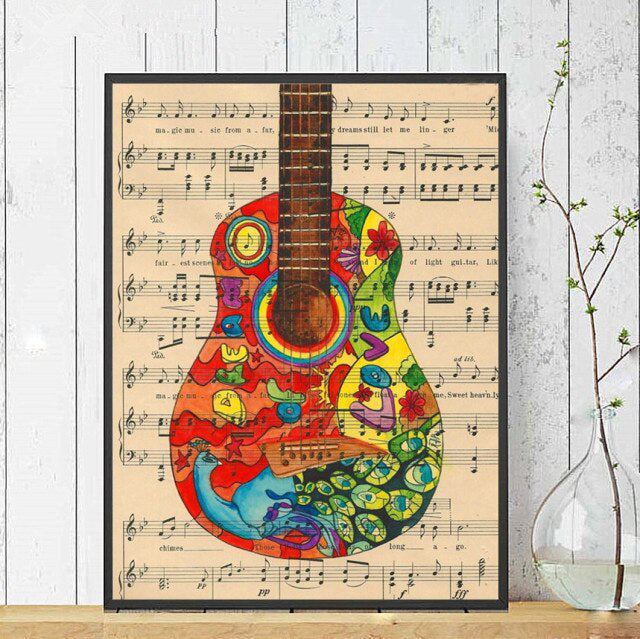 Guitar Sheet With Cords Music Artwork