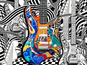 Coloured Guitar With 5D Pattern Artwork - Pretty Art Online