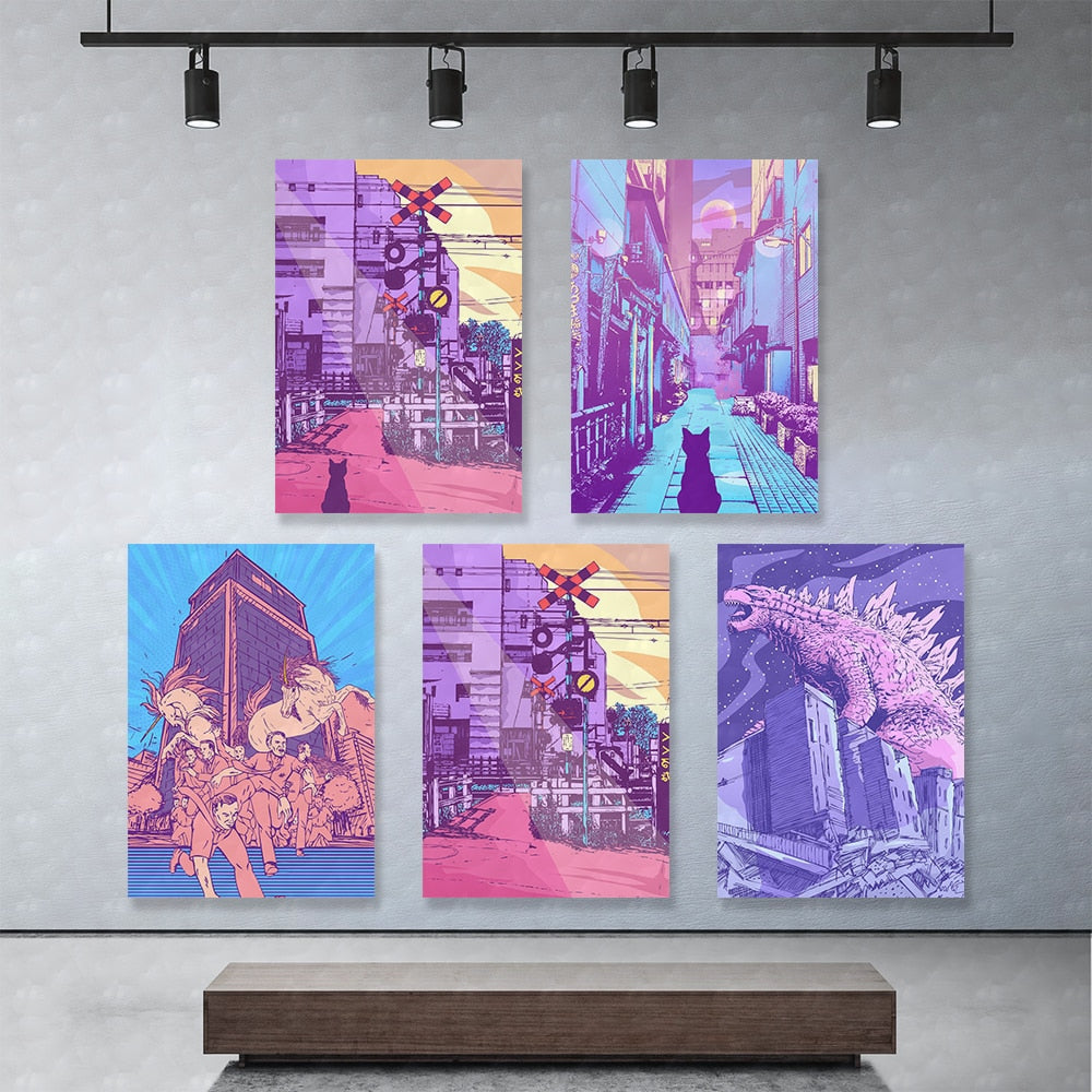 Purple World City Street Artwork - Pretty Art Online