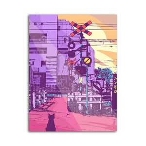 Purple World City Street Artwork - Pretty Art Online