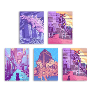 Purple World City Street Artwork - Pretty Art Online