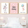 Pink Dreaming Flamingo & Bear Canvas Prints