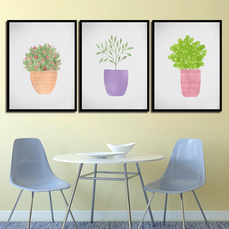 Green Plant Pot Nordic Picture Wall Art - Pretty Art Online
