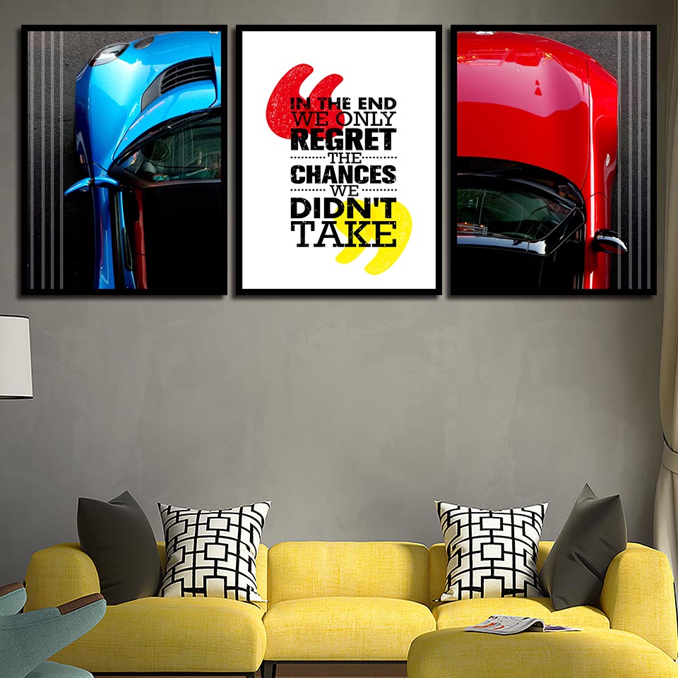 Blue And Red Car Wall Art Canvas - Pretty Art Online