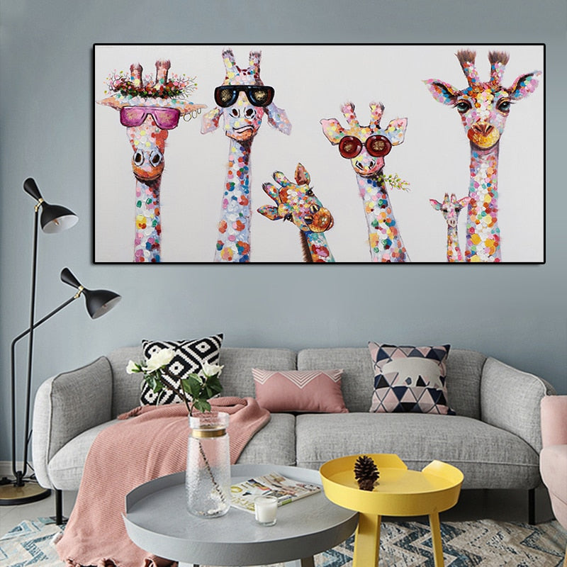 Graffiti Art Giraffe Family Artwork - Pretty Art Online