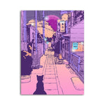 Canvas Painting Purple City Build Street - Pretty Art Online