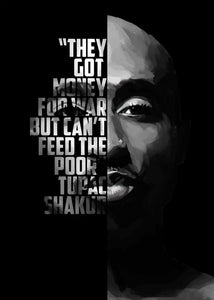 Black And White Tupac Shakur Inspirational Wall Art - Pretty Art Online