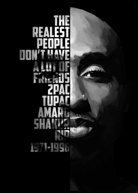 Black And White Tupac Shakur Inspirational Wall Art - Pretty Art Online