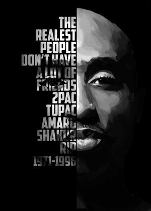 Black And White Tupac Shakur Inspirational Wall Art - Pretty Art Online