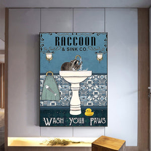 Raccoon & Sink Co. Wash Your Paws Wall Artwork