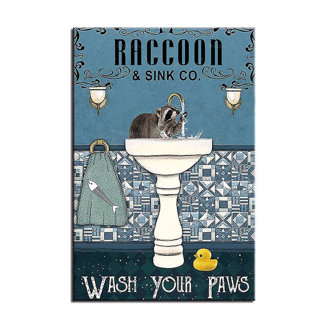 Raccoon & Sink Co. Wash Your Paws Wall Artwork