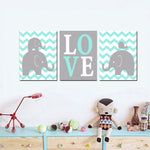 Elephant & Love Nursery Artwork - Pretty Art Online