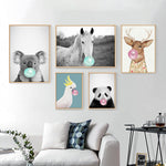 Bubble Gum, Panda & Horse Decorative Artwork - Pretty Art Online