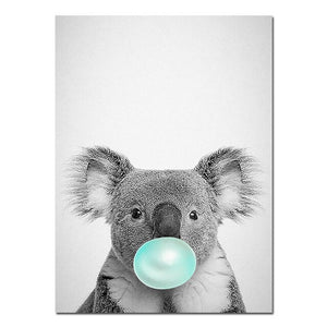 Bubble Gum, Panda & Horse Decorative Artwork - Pretty Art Online