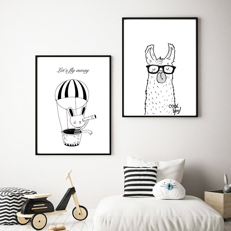 Balloon & Rabbit Canvas Poster Nursery Wall Art - Pretty Art Online