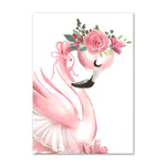 Ballet Girl, Flamingo Flower & Crown Tent Nursery Wall Artwork - Pretty Art Online