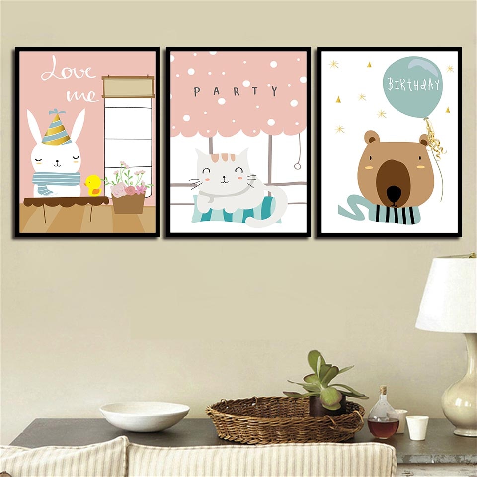 Cartoon Animals Nursery Prints - Pretty Art Online