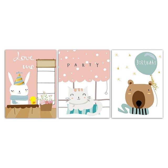 Cartoon Animals Nursery Prints - Pretty Art Online