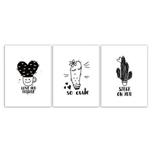 Cartoon Potted Plant Cactus Pictures Wall Nursery Artwork - Pretty Art Online