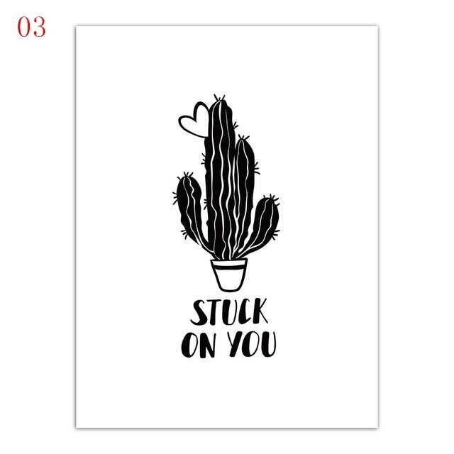 Cartoon Potted Plant Cactus Pictures Wall Nursery Artwork - Pretty Art Online