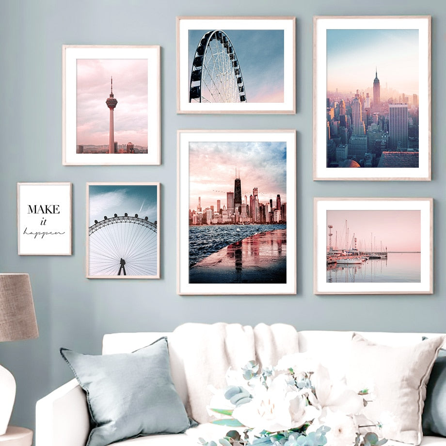 Paris & New York City Landscape Artwork