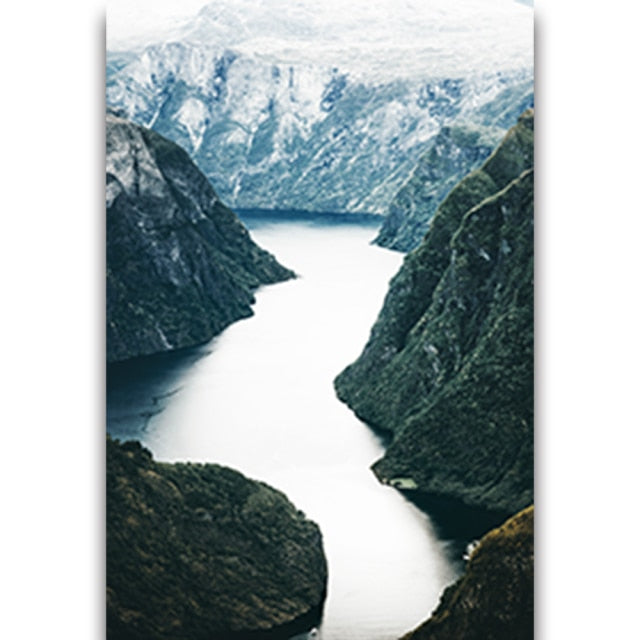 Scandinavian Mountain Landscape Artwork