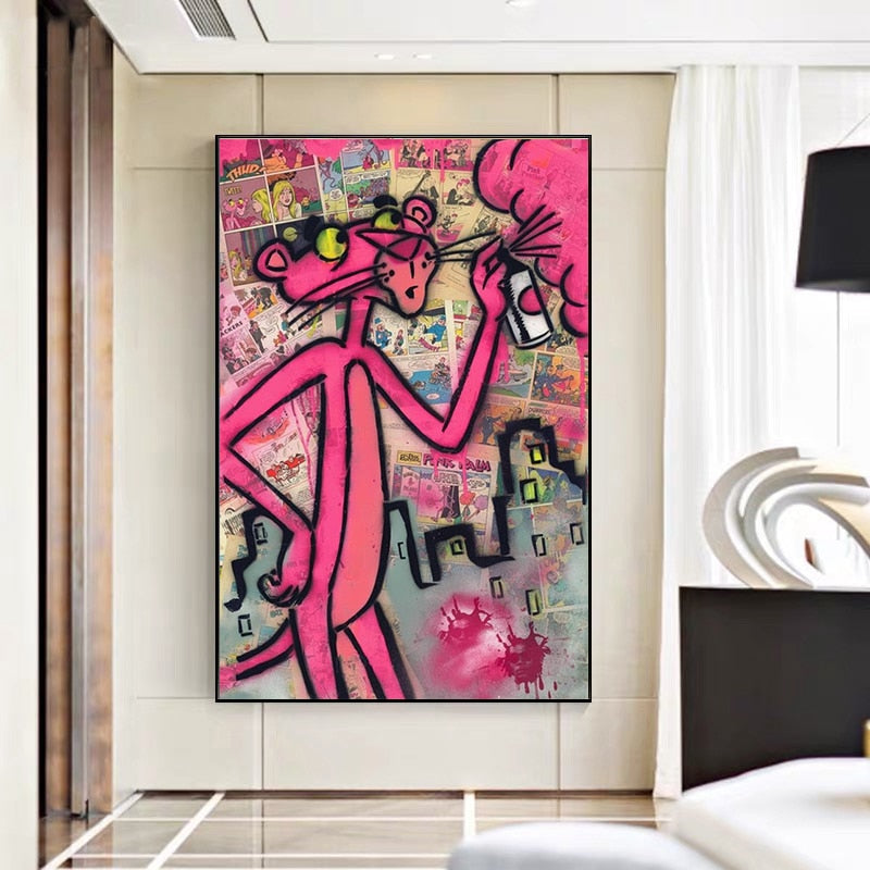 Graffiti Pink Panther Canvas