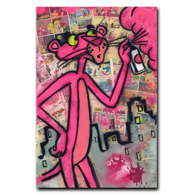 Graffiti Pink Panther Canvas