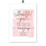 Pink Motivational Inspiring Letter Quote Art