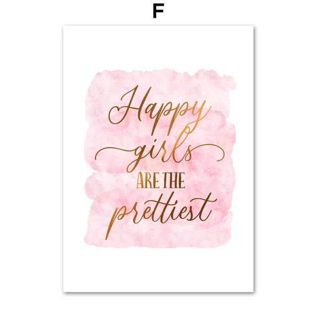 Pink Motivational Inspiring Letter Quote Art