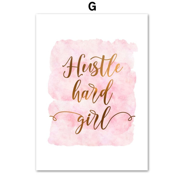 Pink Motivational Inspiring Letter Quote Art