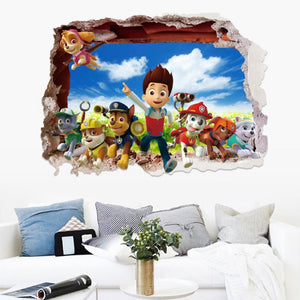 Cartoon 3D Paw Patrol Wall Stickers