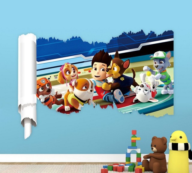 Cartoon 3D Paw Patrol Wall Stickers