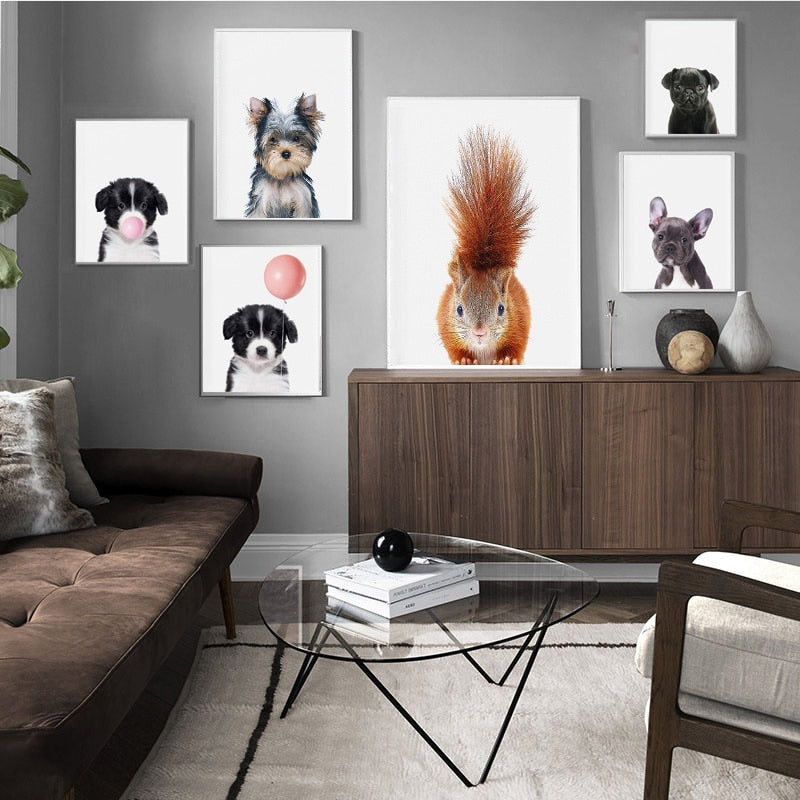 Cute Animal Dog, Bobble & Nordic Art