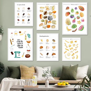 Cheese, Pasta, Tropical Fruits & Cakes Food Wall Art