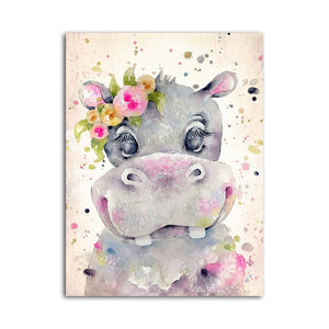 Lovely Animals Decorative Hippopotamus Canvas