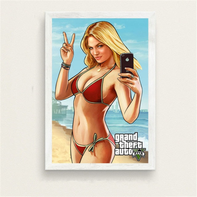 Grand Theft Auto 5 Bikini Girls Canvas Pretty Art Online