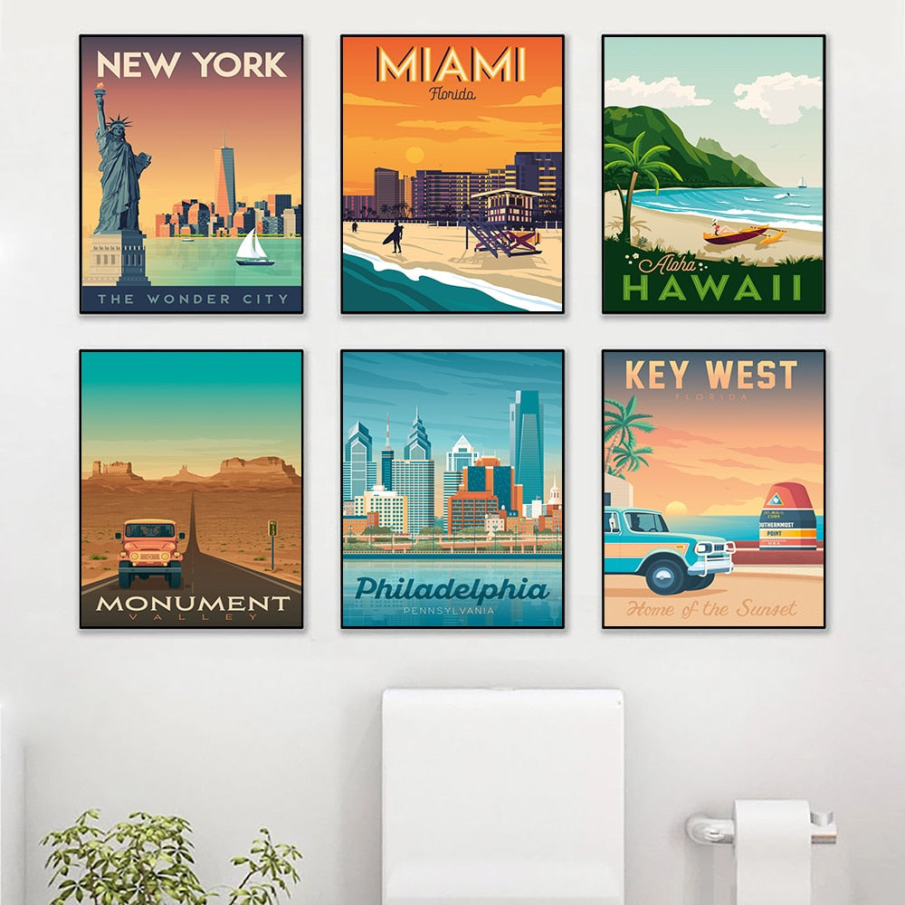 Nordic Vintage Travel Cities Artwork