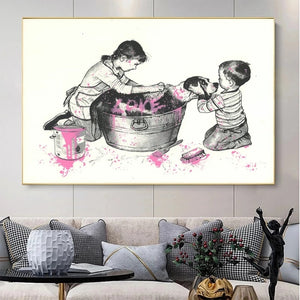 Banksy Childhood Graffiti Canvas