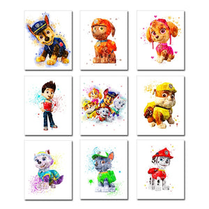 Paw Patrol Cartoon Watercolour Anime Canvas Wall Art