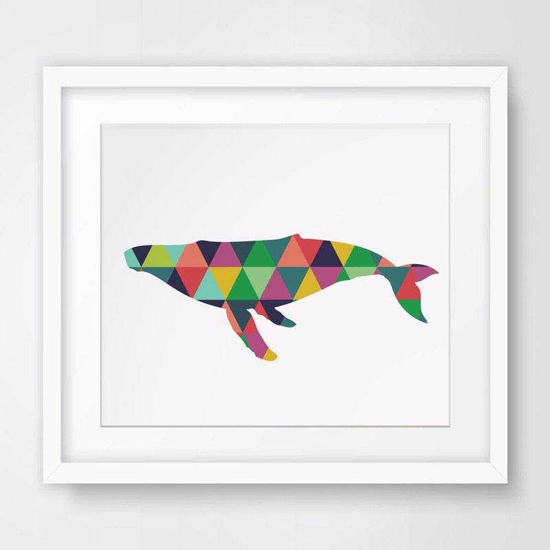 Colourful Whale Artwork Geometric - Pretty Art Online