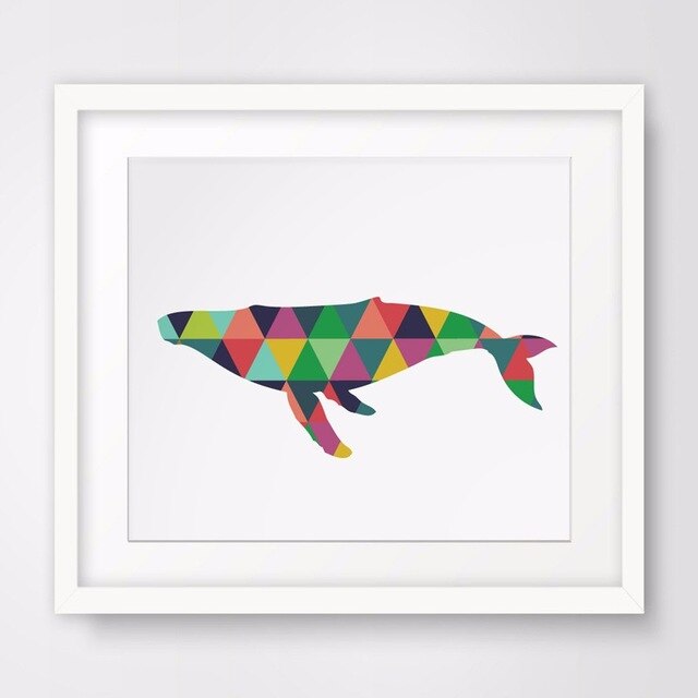 Colourful Whale Artwork Geometric - Pretty Art Online