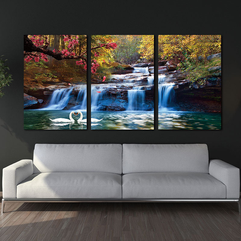 3 Piece Home Decor Canvas Wall Art - Waterfall Woods - Pretty Art Online