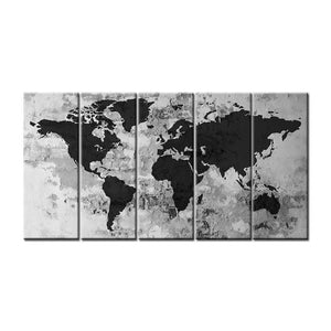 Black and White World Map Vintage Artwork - Pretty Art Online